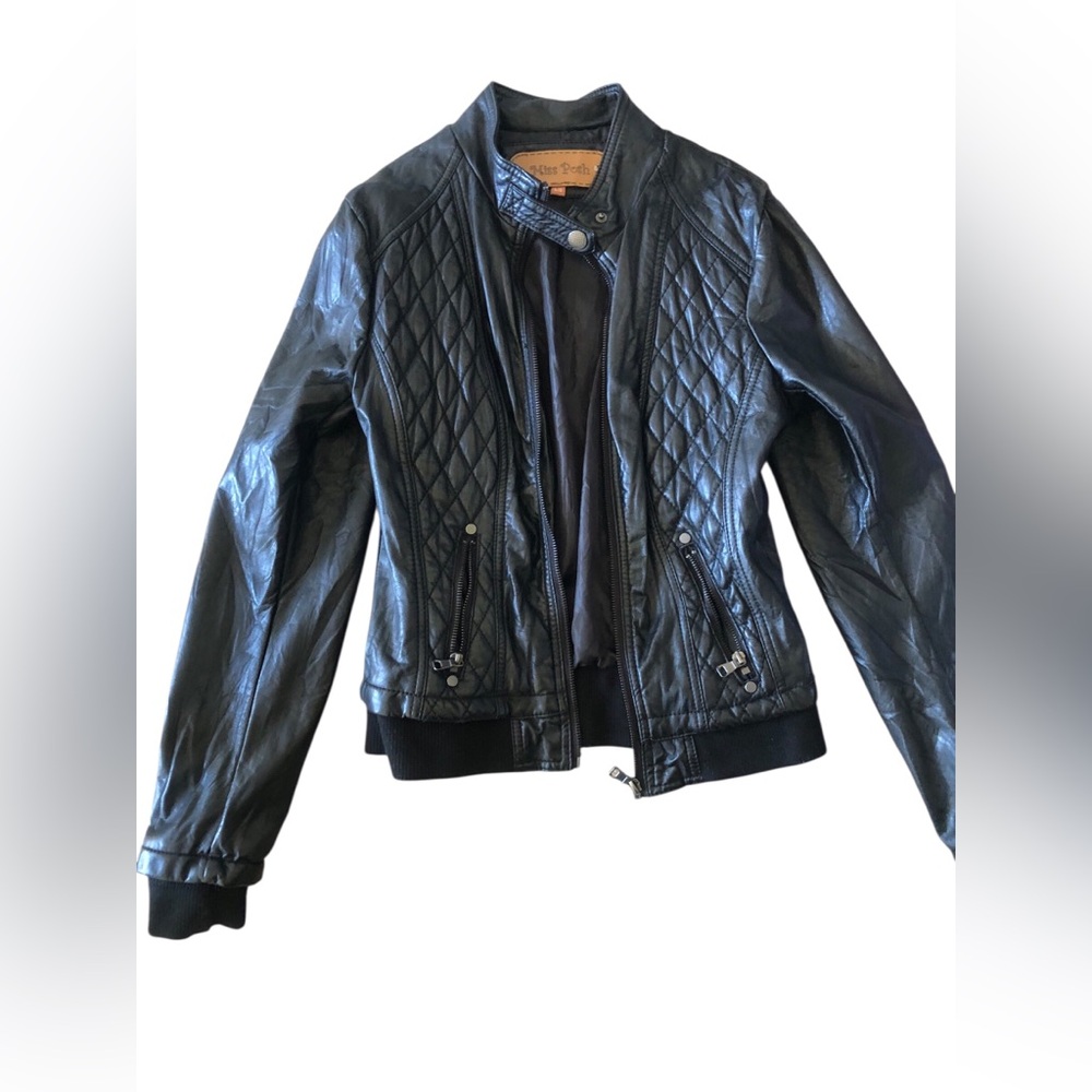 Miss Posh Sleek Black Quilted Leather Jacket